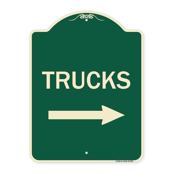 Signmission Trucks Trucks With Right Arrow Heavy-Gauge Aluminum Architectural Sign, 24" x 18", G-1824-22780 A-DES-G-1824-22780 - main